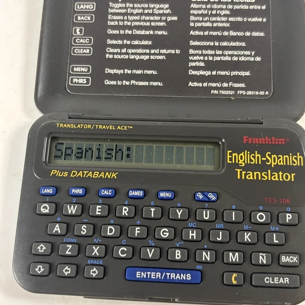 Franklin Tes-106 English-Spanish Translator Travel Ace